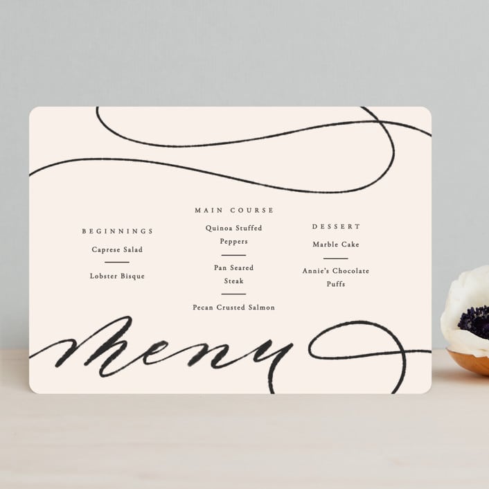"Fountain Pen" - Menus in Creme by Erin L. Wilson - Front