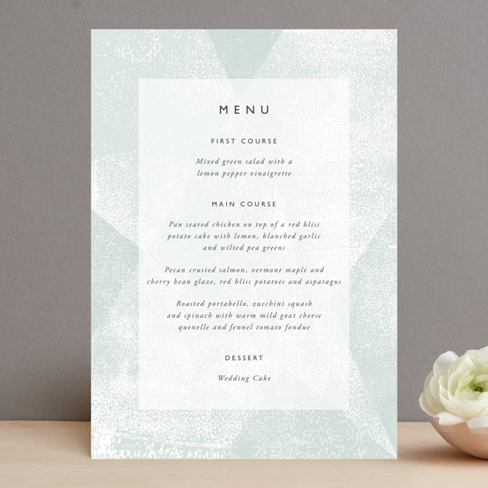 "Elegantly Minimal" - Menus in Seafoam by itsjensworld - Front