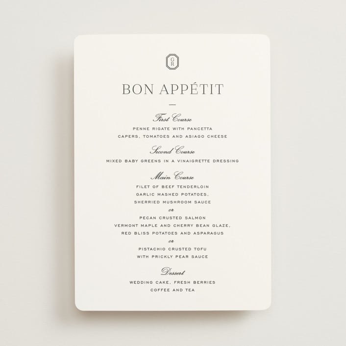 "Upper East" - Menus in Charcoal by Megan Davis - Front
