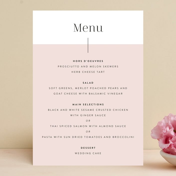 "The Ace" - Menus in Petal by Rochelle Renee - Front