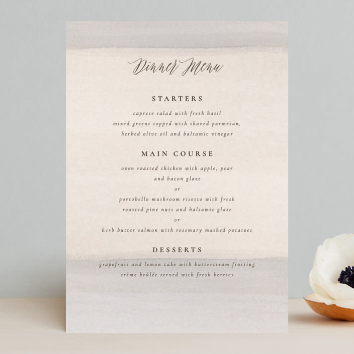 "Sunrise Waves" - Menus in Ocean by Wildfield Paper Co - Front