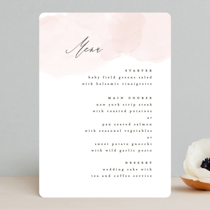 "Softly Layered" - Menus in Blush by Everett Paper Goods - Front