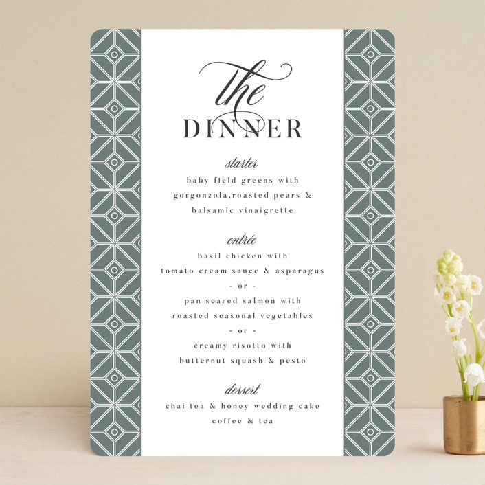 "Serafina" - Menus in Sage by Melanie Kosuge - Front