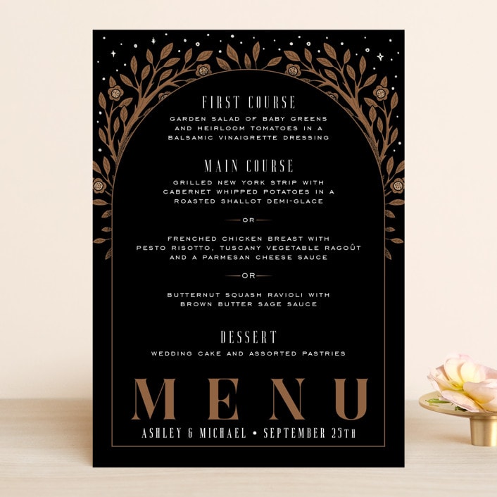 "Grand Natura" - Menus in Noir by GeekInk Design - Front
