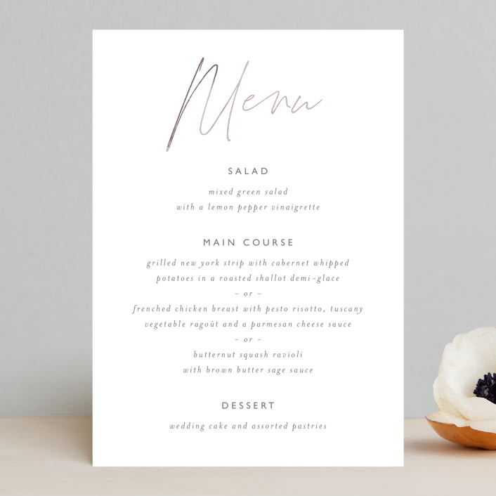 "Ethereal Names" - Menus in Plum by Carolyn MacLaren - Front