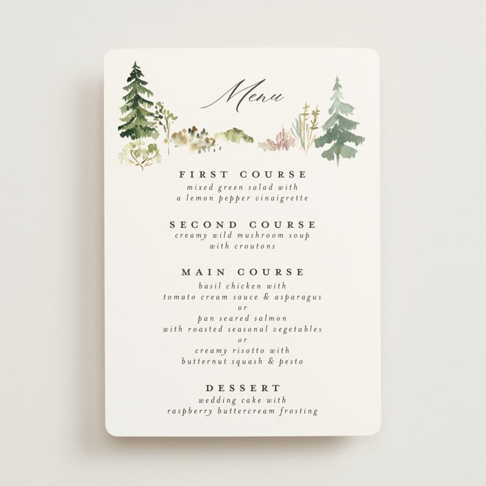 "Great Outdoors" - Menus in Forest by Petra Kern - Front