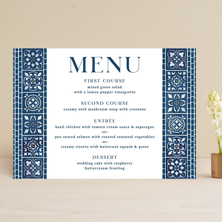 "Mediterranean Tiles" - Menus in Ocean by GeekInk Design - Front