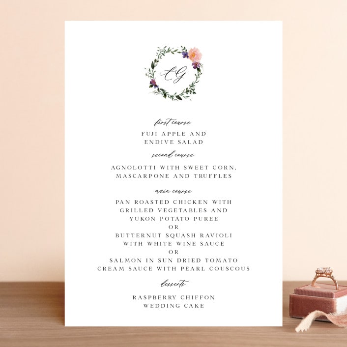 "Garlands" - Menus in Lavender by Lori Wemple - Front