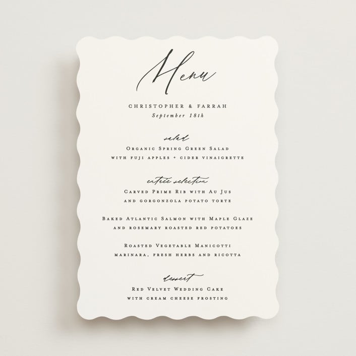 "Beautifully Scripted" - Menus in Pearl by Hooray Creative - Front