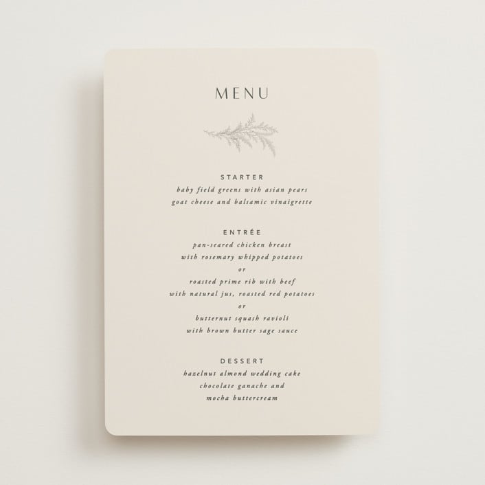 "Etched Frame" - Menus in Eggshell by Robert and Stella - Front