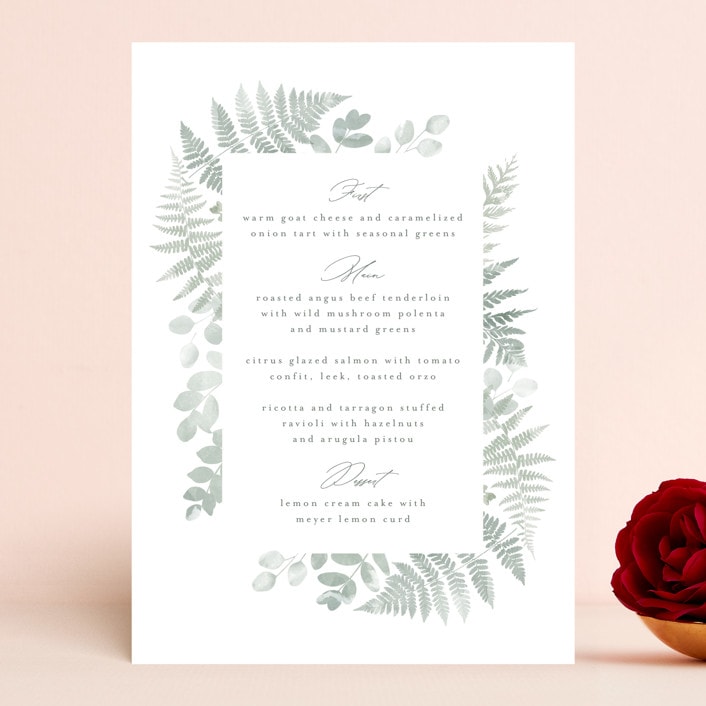 "Gilded Woodland" - Menus in Fern by Kristie Kern - Front