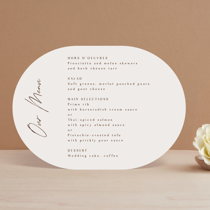"Love Note" - Menus in Ecru by AK Graphics - Front