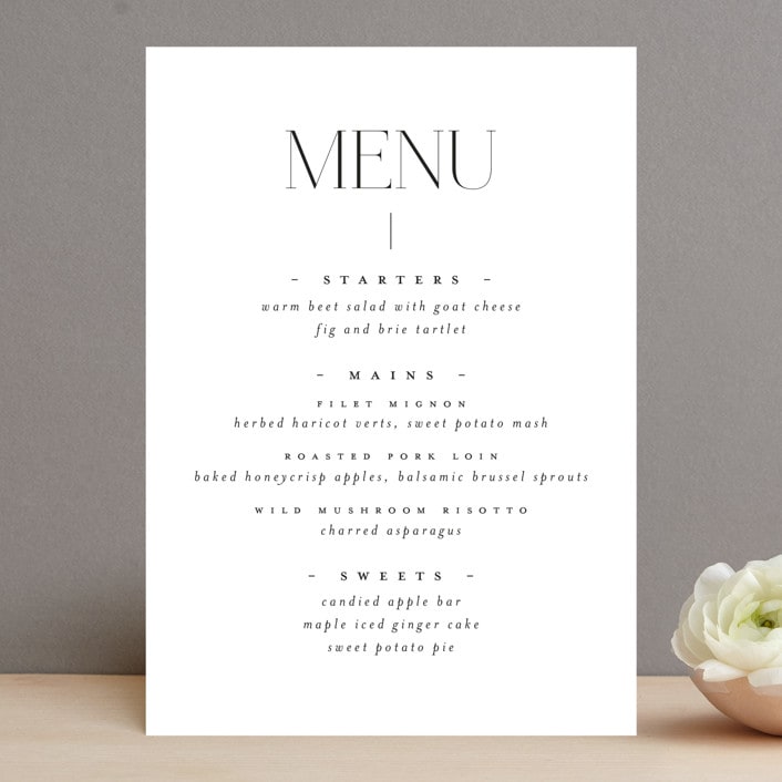 "Modern Type" - Menus in Moon by Heather Cairl - Front
