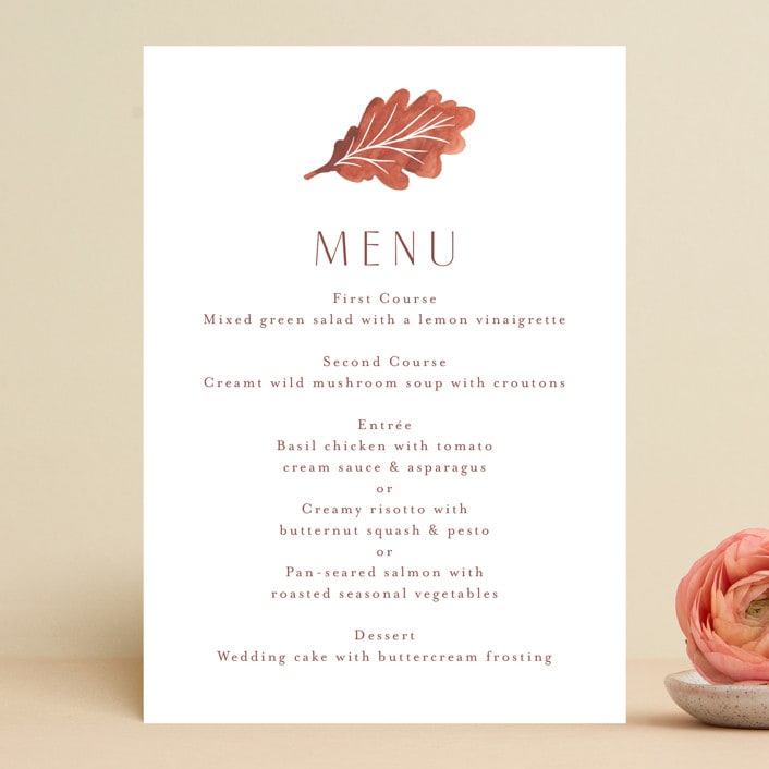 "Watercolor Fallen Leaves" - Menus in Copper by Katharine Watson - Front