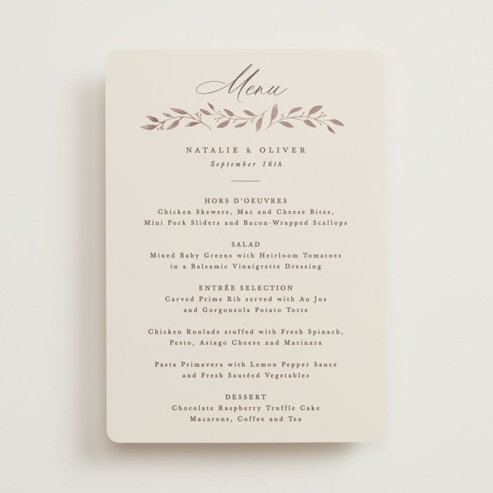 "Delicate monogram" - Menus in Ecru by Hooray Creative - Front