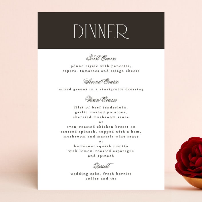 "Arcadia" - Menus in Noir by Olivia Raufman - Front