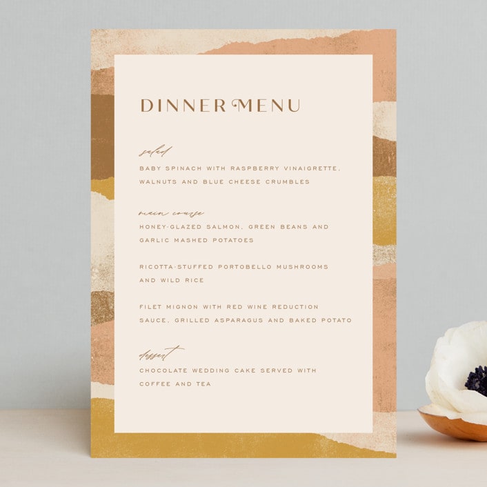"Rustic Union" - Menus in Sunset by Michelle Taylor - Front