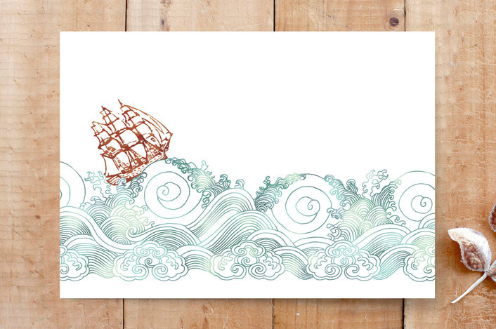 "Uncharted Waters" - Cards in sea foam bluegreen by Juniper Berry Design - Front