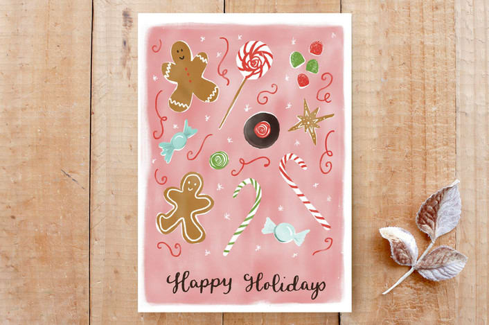 "Christmas Sweets & Candies" - Cards in Pink by Megan Kelso - Front