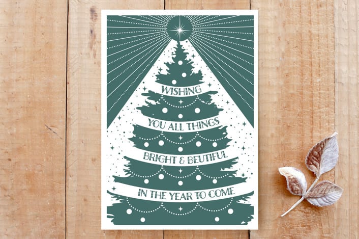 "Christmas Tree Wishes" - Cards in Cucumber by Emanuela Carratoni - Front