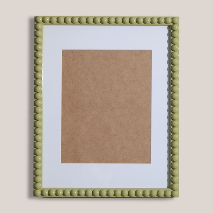 "Matcha Beaded Frame with White Mat" - Frames in green by Lily Field Studio