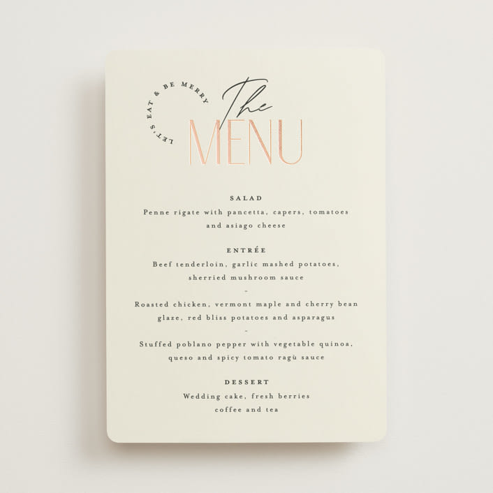 "together" - Foil-Pressed Menus in Cream Puff by Pixel and Hank - Front