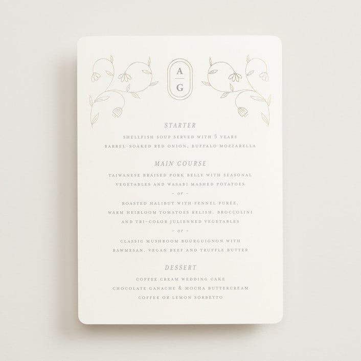 "cantuccini" - Foil-Pressed Menus in Moon by chocomocacino - Front