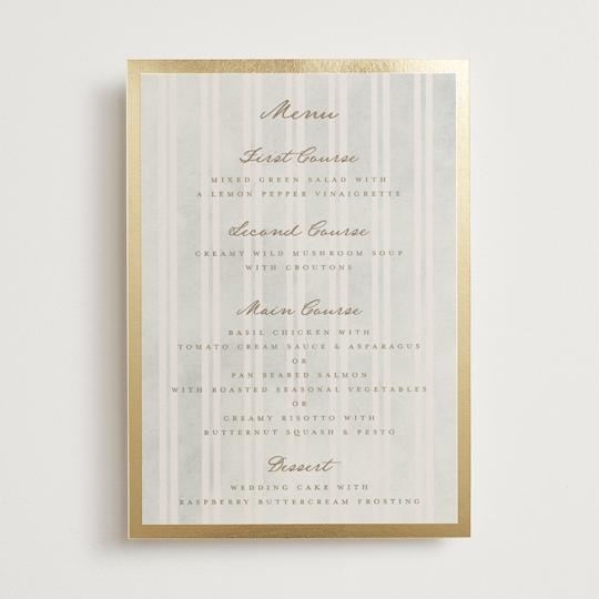 "Mountain Love" - Foil-Pressed Menus in Dew by Petra Kern - Front