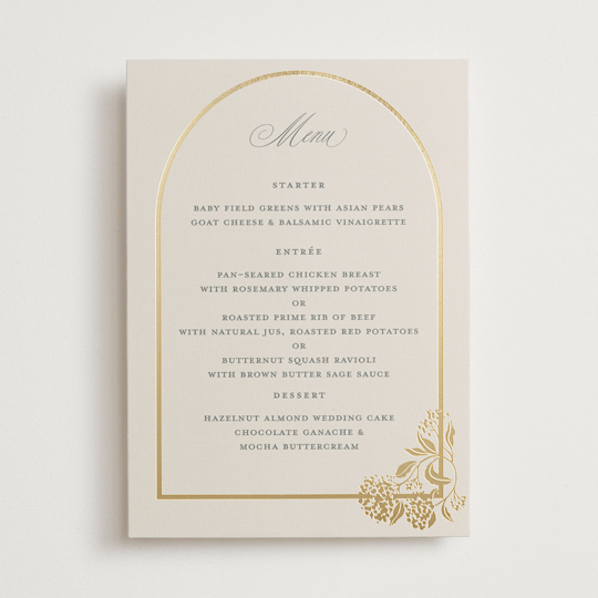 "Shimmering Hydrangeas" - Foil-Pressed Menus in Tea Time by Susan Zinader - Front