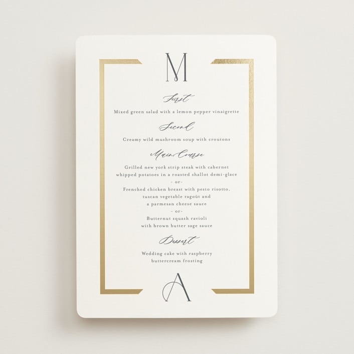 "Chisel" - Foil-Pressed Menus in Quartz by Kristie Kern - Front