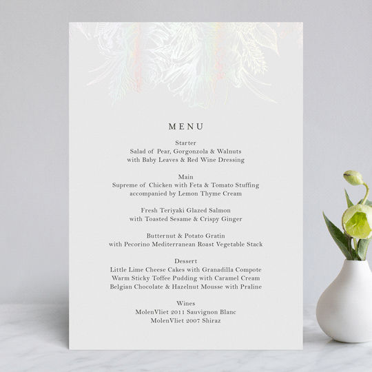 "Sketched Bouquet" - Gloss-Press® Menus in Ivory by Phrosné Barwood - Front