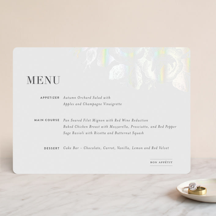 "Beloved" - Gloss-Press® Menus in Graphite by Design Lotus - Front