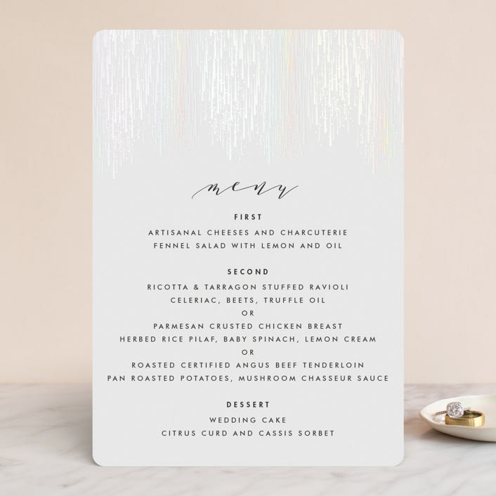 "Sparkle + Shine" - Gloss-Press® Menus in Snow by Kristie Kern - Front