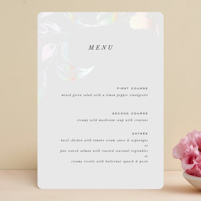 "Halcyon" - Gloss-Press® Menus in Snow by Leah Bisch - Front