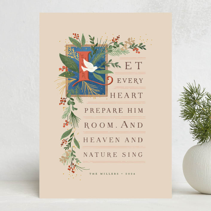 "Let every heart" - Minted x The Met Holiday Cards in Parchment by Jennifer Wick - Front