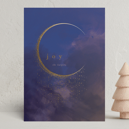 "Moon" - Minted x The Met Holiday Cards in Cobalt by Lori Wemple - Front