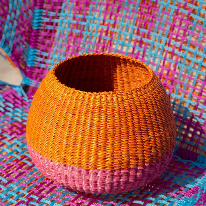 "Bolo Colour Block Baskets (Pink/Yellow/Orange)" - Decorative Storage in multicolor by AKETEKETE