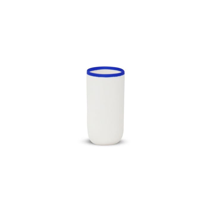 "Ligne Tall Cup White With Cobalt Blue Rim" - Glassware in multicolor by Tina Frey