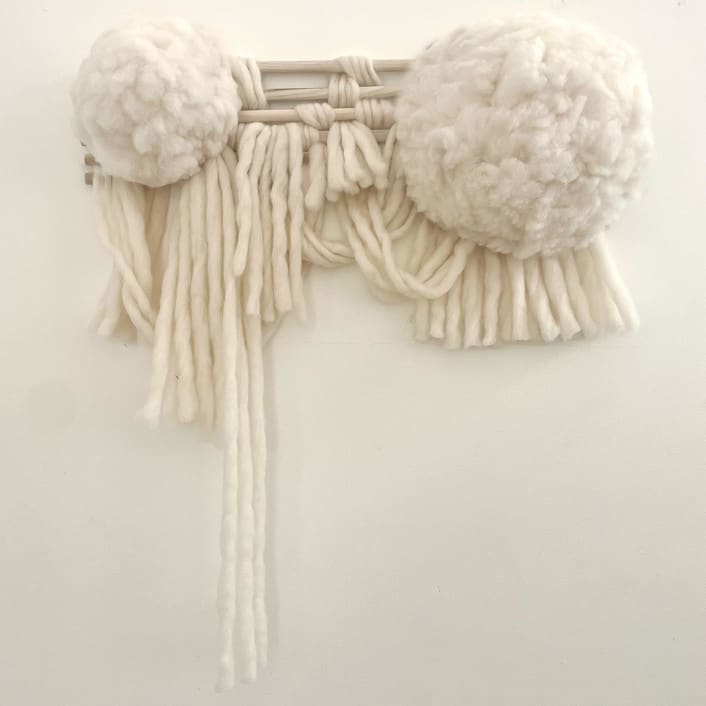 "Snow Cloud 2 Wall Hanging" - Original Textile Art in white by Anya Dinovich