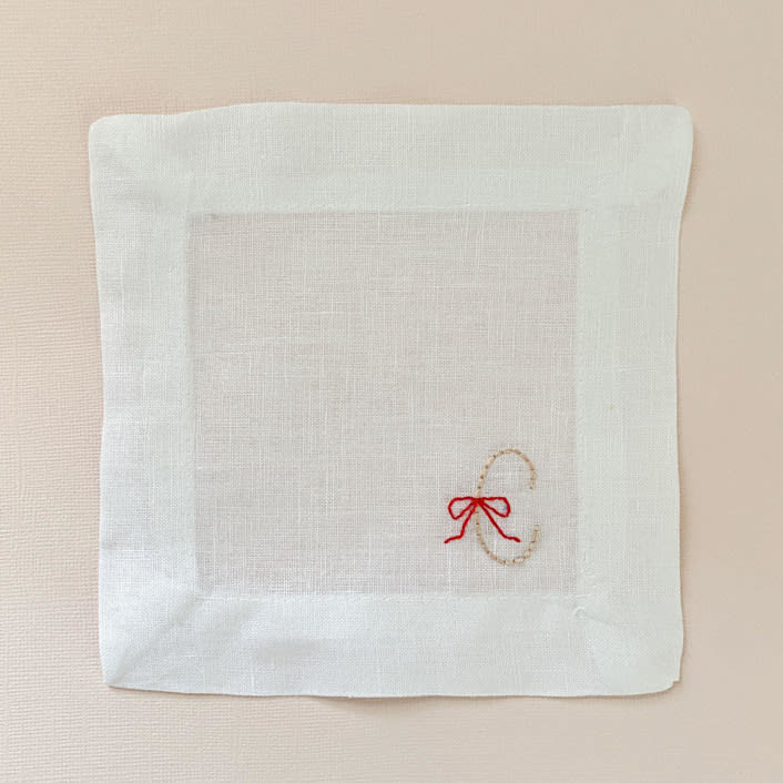 "Personalize Ribbon Letter Cocktail Napkins - Set of 4" - Napkins in white by Jessica Penley