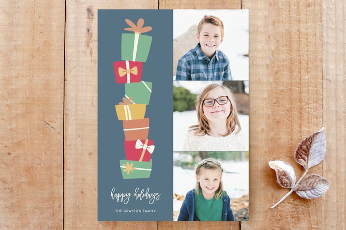 "Stack of Presents" - Stationery in Blue Spruce by Olivia Goree - Front
