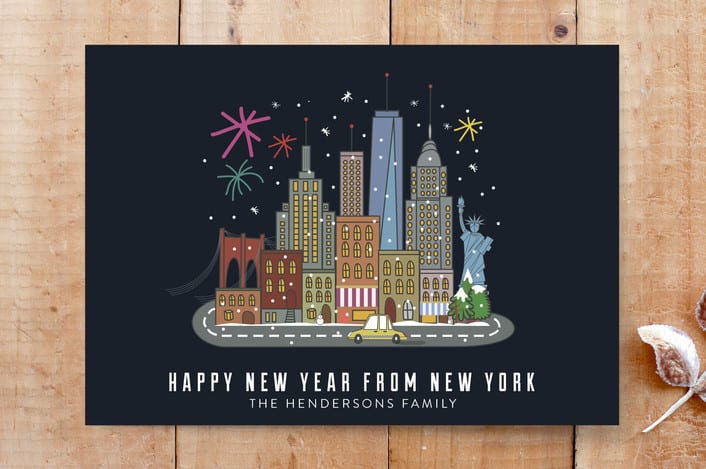"New year in new york city" - Stationery in night by Ariel Troche - Front