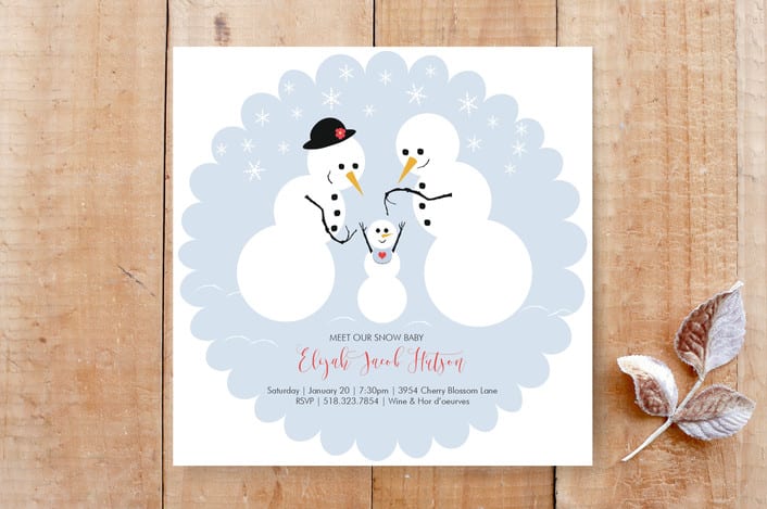"New Snow Baby" - Stationery in Baby Blue by Elky Ink - Front