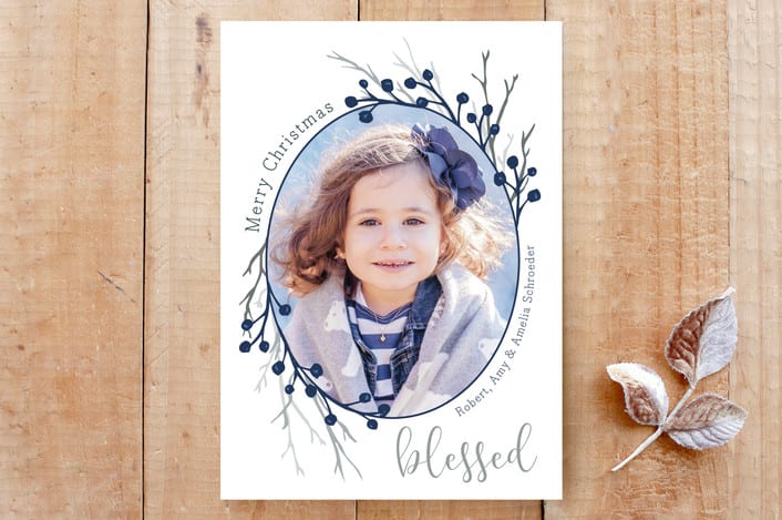 "Berry Blessed" - Stationery in Berry Blue by Three Wings North - Front