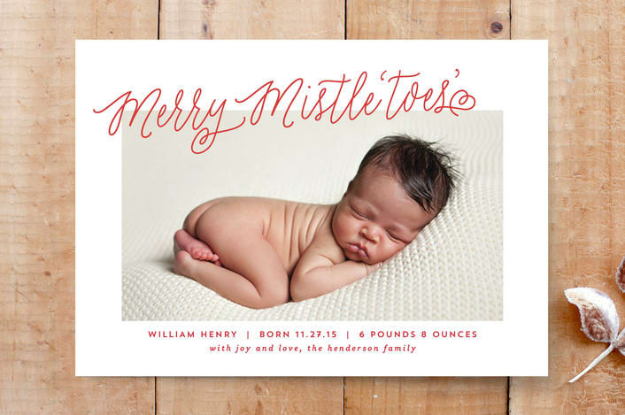 "Merry Mistletoes" - Stationery in Snow by Lauren Chism - Front