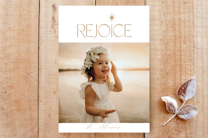 "Christmas Rejoice" - Stationery in Golden by Brittany Braithwaite - Front