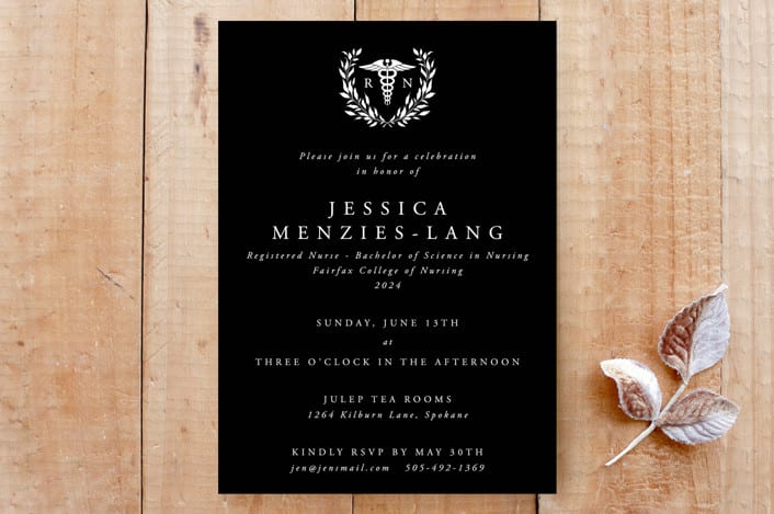 "RN Registered Nurse Graduation Invitation" - Stationery in Noir by itsjensworld - Front
