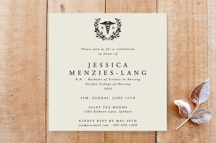 "Registered Nurse Square Graduation Invitation" - Stationery in Oyster by itsjensworld - Front