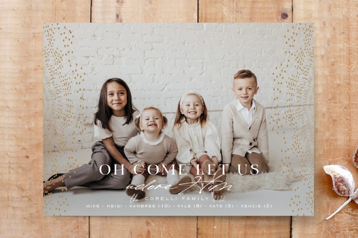 "Come Adore Him" - Stationery in Golden by Brooke Drake - Front