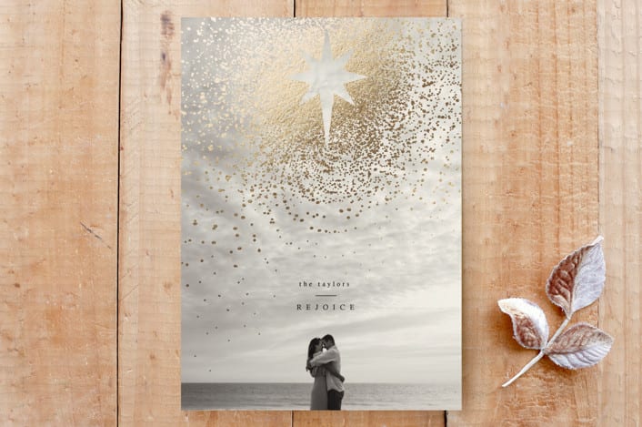 "Minimal Rejoice" - Stationery in Gold by Anna Joseph - Front